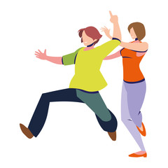 couple of people in pose of dancing on white background