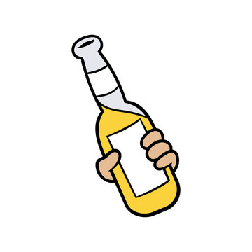 Cartoon Hand Holding a Bottle of Beer Stock Vector | Adobe Stock