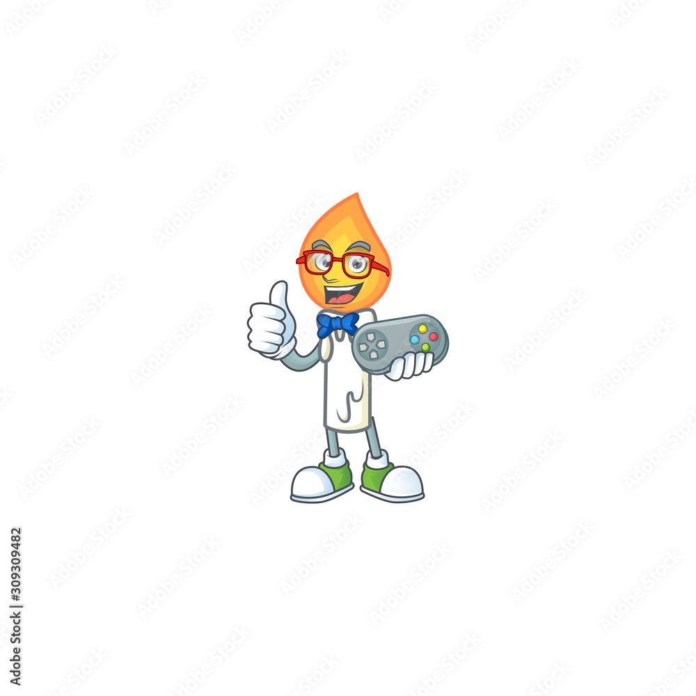 Poster cool geek gamer white candle cartoon character design