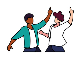 scene of men in dance pose, party, dance club