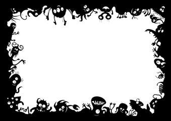Funny monsters frame/ Illustration a frame with funny cartoon monsters