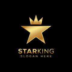 gold star king logo design premium