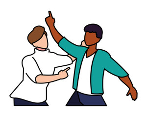 scene of men in dance pose, party, dance club