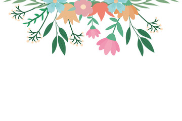 Isolated flowers and leaves vector design