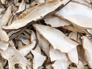 Dried boletus mushrooms for sale on the market