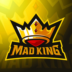 stock vector mad king with crown mascot logo illustration. logo, badge, esport logo, and emblem with modern illustration concept style. © Truncus