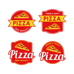 Pizza Logo Vector Set with Badge Design