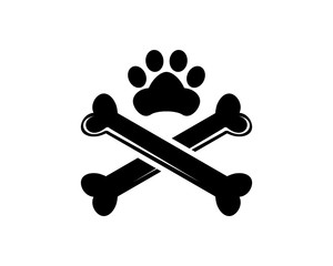 Paw Print Pet and Bone Icon Vector Logo Template Illustration Design