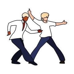 Fototapeta na wymiar men in pose of dancing on white background