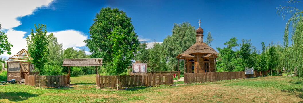 Wooden chapel in the city of Vilkovo, Ukraine