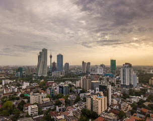 Fototapeta na wymiar The morning view of Colombo cityscape the capital cities of Sri Lanka. Colombo is the commercial capital and largest city in Sri Lanka.