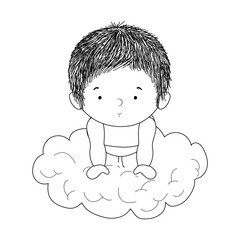 Cute baby boy over cloud vector design