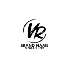 Obraz premium logo vector design letter vr brush creative