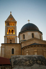 Fototapeta na wymiar Chapel tower in twilight in israeli Jerusalem