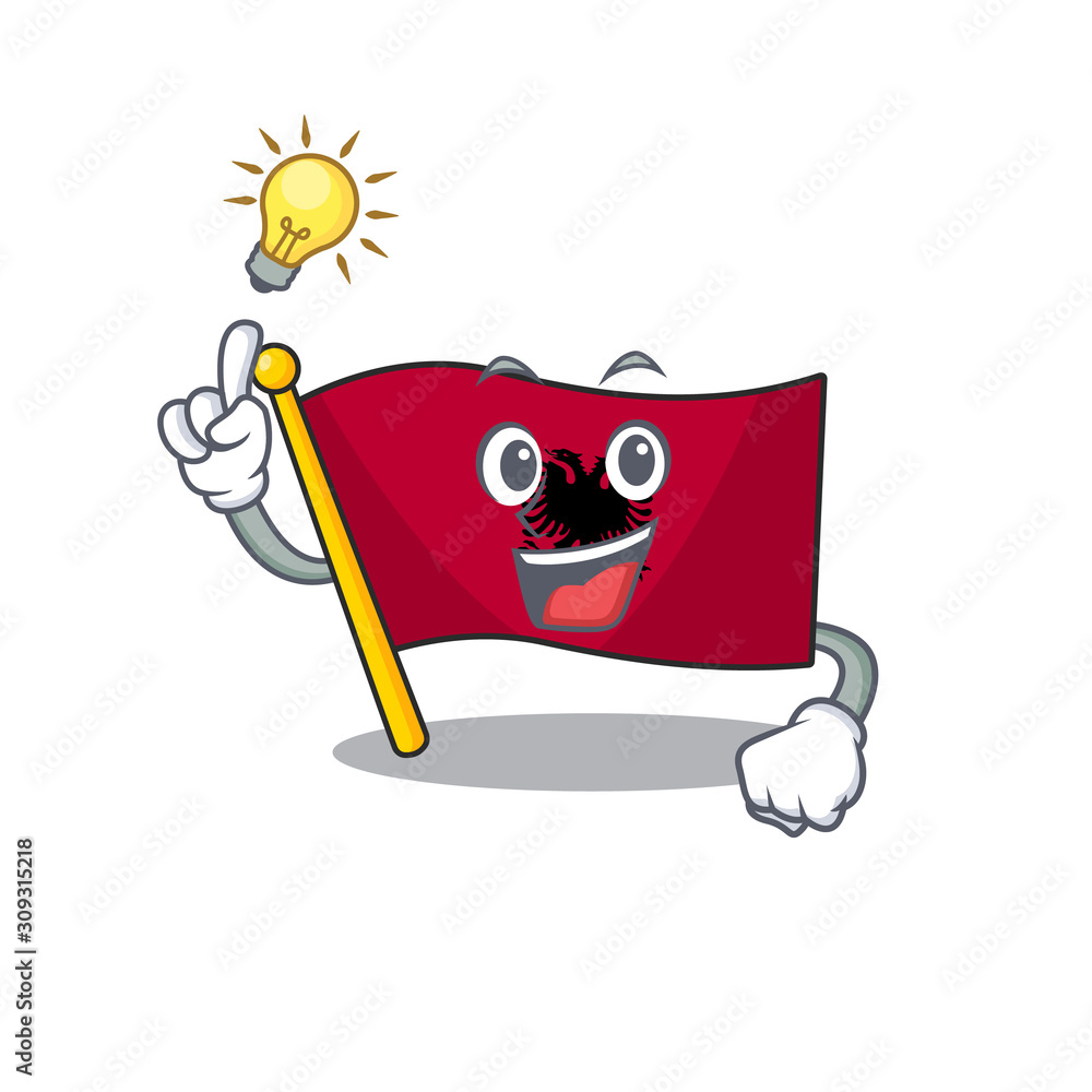 Sticker Have an idea flag albania Scroll cartoon character design