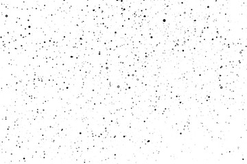 Chaotic black star bokeh on a isolated white background. falling blurry bokeh snow overlay, starry sky. black spots on white background, black drops and spots. abstraction.