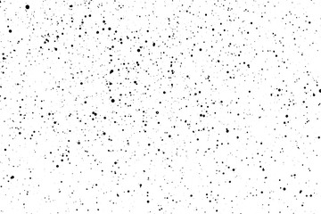 Chaotic black star bokeh on a isolated white background. falling blurry bokeh snow overlay, starry sky. black spots on white background, black drops and spots. abstraction.