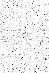 Chaotic black star bokeh on a isolated white background. falling blurry bokeh snow overlay, starry sky. black spots on white background, black drops and spots. abstraction.