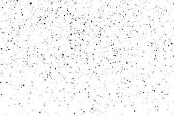 Chaotic black star bokeh on a isolated white background. falling blurry bokeh snow overlay, starry sky. black spots on white background, black drops and spots. abstraction