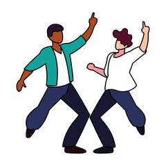 men in pose of dancing on white background