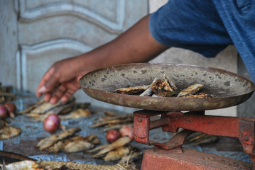 dried fish on scales - Madagascar