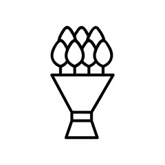 tulips and a vector icon. A thin line sign. Isolated contour symbol illustration
