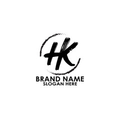 letter hk brush logo vector design