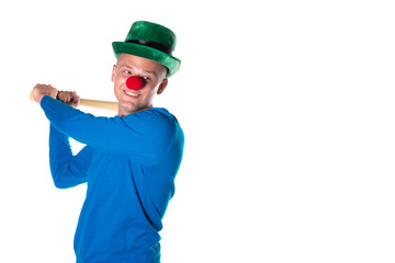 Funny young clown. Holidays and weekends.