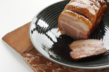 Chinese food, roasted pork sliced on dish