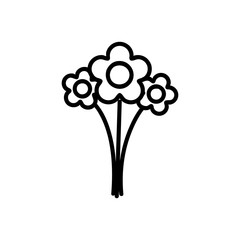 Three flower icon vector. A thin line sign. Isolated contour symbol illustration