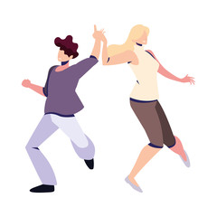 couple of people in pose of dancing on white background