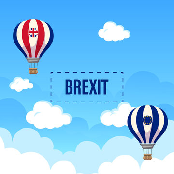 Vote for new deal. Brexit without deal. Great Britain and Europe flags. Vector