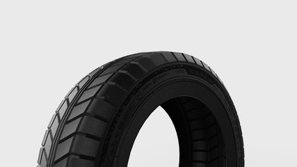 3d rendering of a rubber car tire isolated in a bright studio background