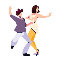 couple of people in pose of dancing on white background
