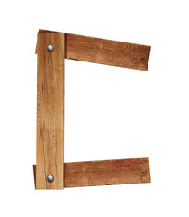 Wood font, wooden plank font letter C