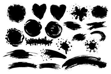 Set of grunge brush strokes. Collection of design elements.