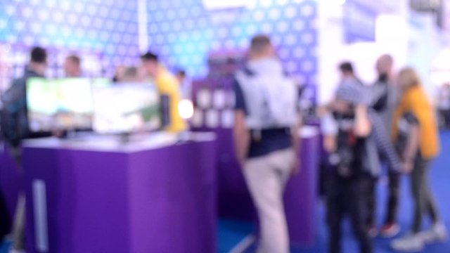 Blurred background sellers with customers store