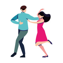 couple of people in pose of dancing on white background