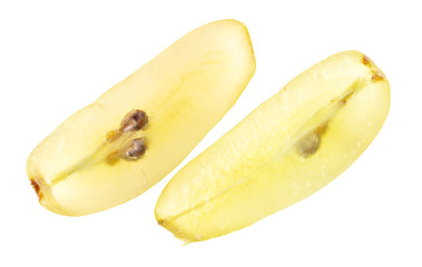 Sliced green grape isolated on a white background