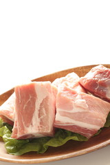 Freshness pork sparerib on wooden plate for prepared cooking ingredient image