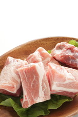 Freshness pork sparerib on wooden plate for prepared cooking ingredient image