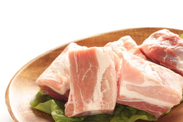 Freshness pork sparerib on wooden plate for prepared cooking ingredient image