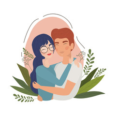 Couple of woman and man drawing vector design