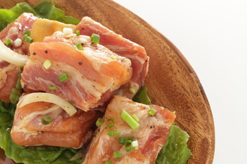 Homemade pork and onion marintaed for korean barbecue