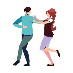 couple of people in pose of dancing on white background