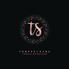 TS Beauty vector initial logo, handwriting logo of initial signature, wedding, fashion, jewerly, boutique, floral and botanical with creative template for any company or business