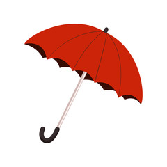 Vector illustration of classic elegant opened red umbrella isolated on white background.