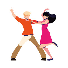 couple of people in pose of dancing on white background