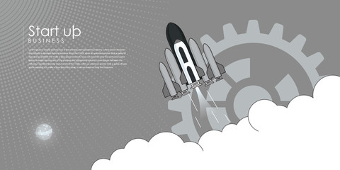Business Startup concept with black and white theme