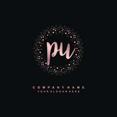 PU Beauty vector initial logo, handwriting logo of initial signature, wedding, fashion, jewerly, boutique, floral and botanical with creative template for any company or business